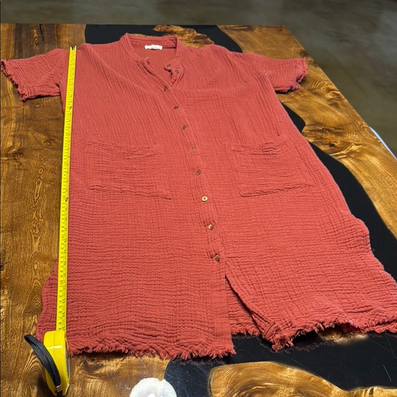 Eileen Fisher Terracotta Button-Up Dress - Picture 4 of 5